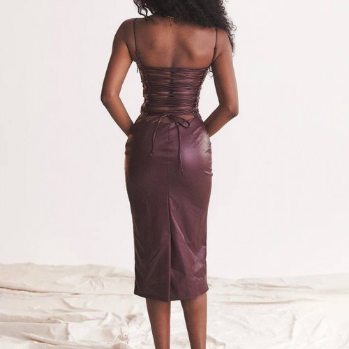 213825 TOPTAN KAHVE ELBİSE toptan bayan giyim