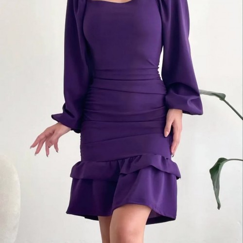 214087 TOPTAN MOR ELBİSE toptan bayan giyim