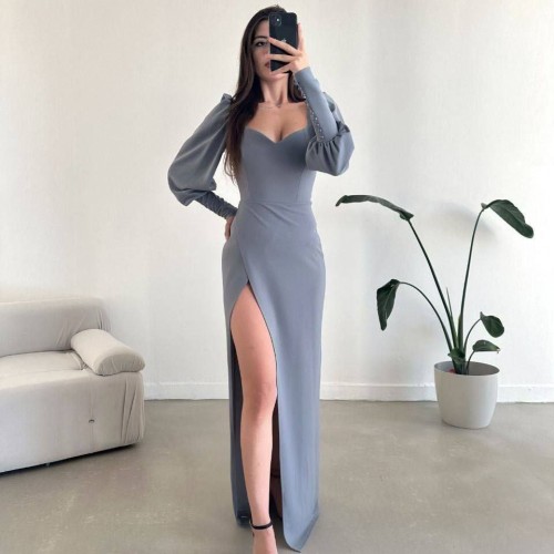 214129 TOPTAN GRİ ABİYE toptan bayan giyim