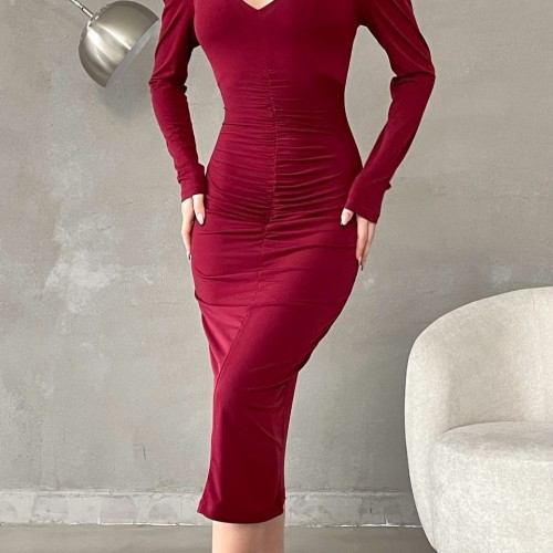 214149 TOPTAN BORDO ELBİSE 214149 TOPTAN BORDO ELBİSE toptan bayan giyim