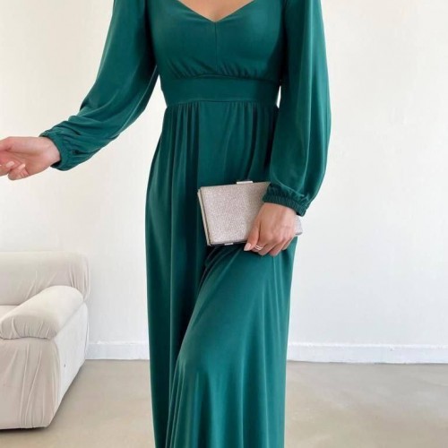 214160 TOPTAN ZÜMRÜT YEŞİL ABİYE toptan bayan giyim