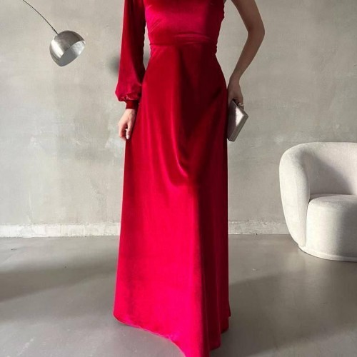 214240 TOPTAN KIRMIZI ABİYE toptan bayan giyim