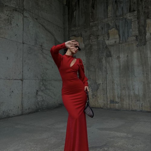 214269 TOPTAN KIRMIZI ABİYE toptan bayan giyim