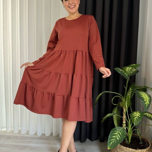 214321 TOPTAN KİREMİT ELBİSE 214321 TOPTAN KİREMİT ELBİSE toptan bayan giyim