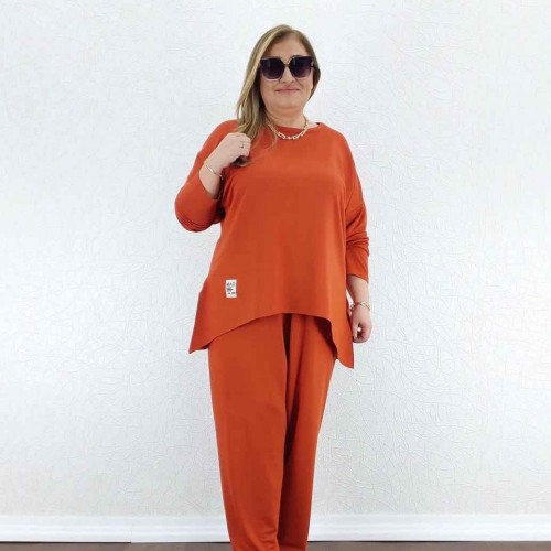 214415 TOPTAN KİREMİT EŞOFMAN TAKIM toptan bayan giyim