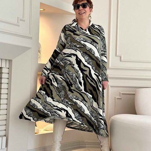 214446 TOPTAN DESENLİ ELBİSE toptan bayan giyim