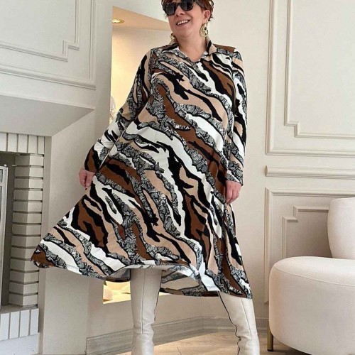 214447 TOPTAN DESENLİ ELBİSE toptan bayan giyim