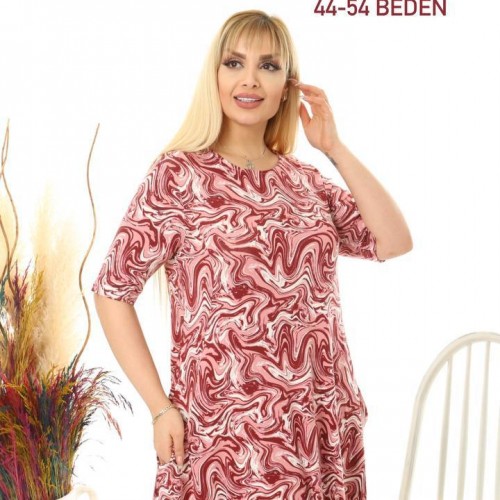 216091 TOPTAN DESENLİ ELBİSE toptan bayan giyim