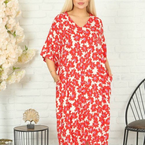 216095 TOPTAN DESENLİ ELBİSE toptan bayan giyim