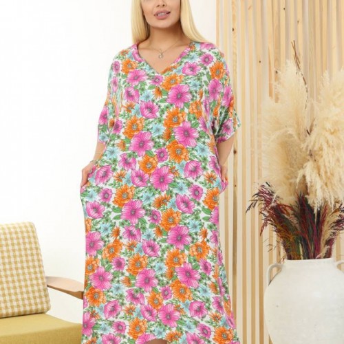 216096 TOPTAN DESENLİ ELBİSE toptan bayan giyim