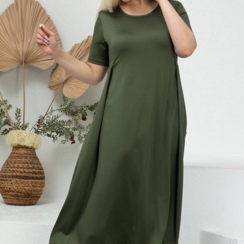 216116 TOPTAN HAKİ ELBİSE toptan bayan giyim