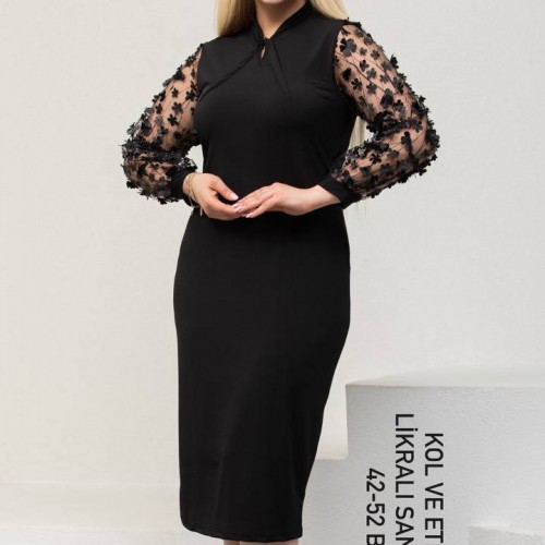 216118 TOPTAN SİYAH ELBİSE toptan bayan giyim