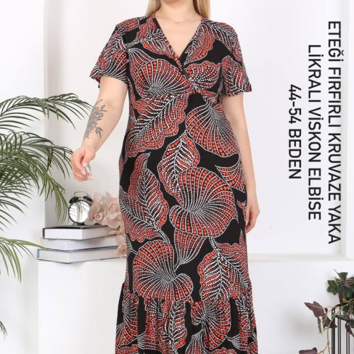 216136 TOPTAN DESENLİ ELBİSE toptan bayan giyim