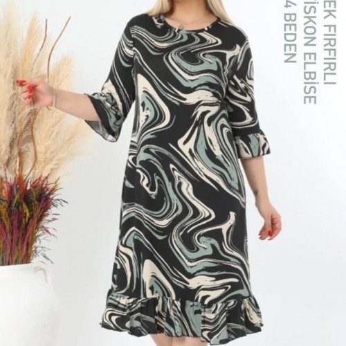 216140 TOPTAN DESENLİ ELBİSE toptan bayan giyim