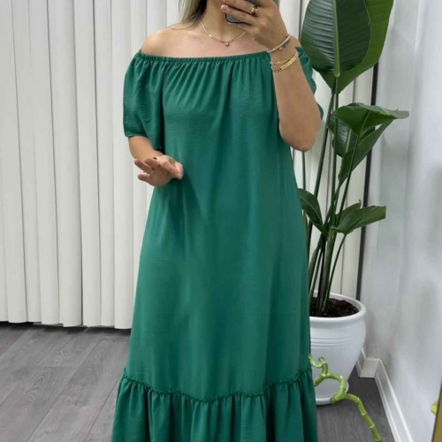 216183 TOPTAN YEŞİL ELBİSE toptan bayan giyim