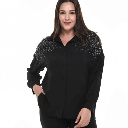 216217 TOPTAN SİYAH GÖMLEK toptan bayan giyim