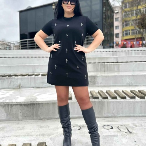 216219 TOPTAN SİYAH ELBİSE toptan bayan giyim