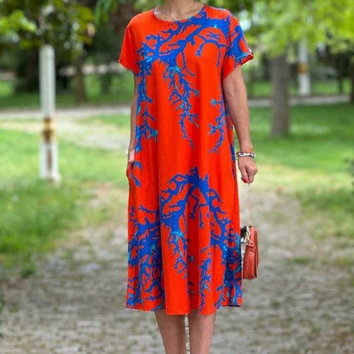 216276 TOPTAN DESENLİ ELBİSE toptan bayan giyim