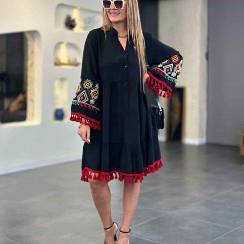 216328 TOPTAN SİYAH ELBİSE toptan bayan giyim