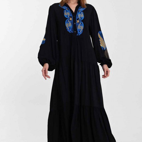 216350 TOPTAN SİYAH ELBİSE toptan bayan giyim