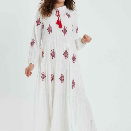 216357 TOPTAN BEYAZ ELBİSE toptan bayan giyim