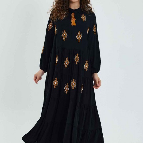 216359 TOPTAN SİYAH ELBİSE toptan bayan giyim