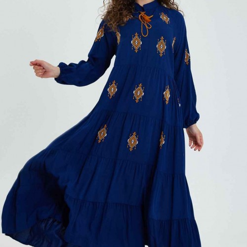 216361 TOPTAN LACİVERT ELBİSE toptan bayan giyim