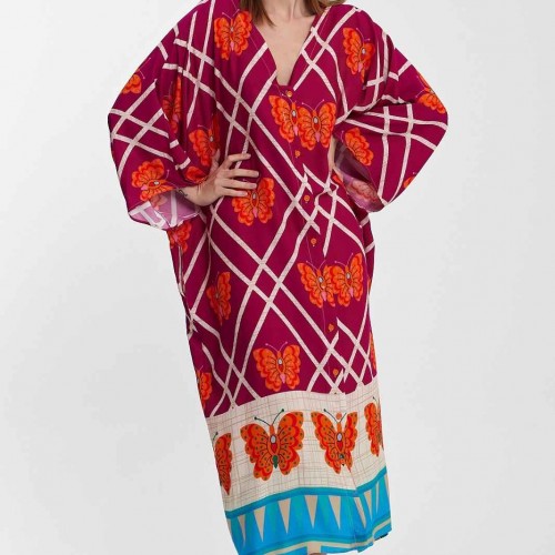 216362 TOPTAN DESENLİ ELBİSE toptan bayan giyim