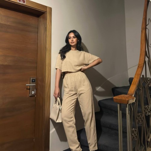 216488 TOPTAN BEJ PANTOLON TAKIM toptan bayan giyim