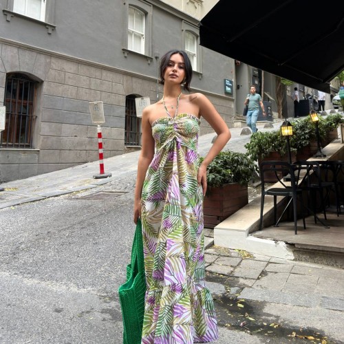 216495 TOPTAN DESENLİ ELBİSE toptan bayan giyim