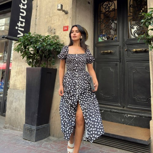 216508 TOPTAN DESENLİ ELBİSE toptan bayan giyim