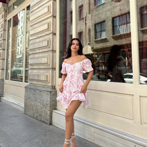 216511 TOPTAN DESENLİ ELBİSE toptan bayan giyim