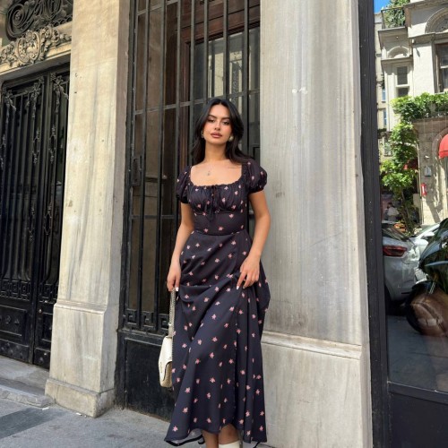 216515 TOPTAN DESENLİ ELBİSE toptan bayan giyim