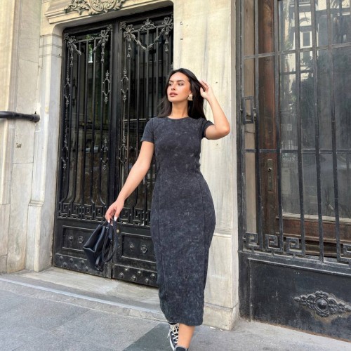 216528 TOPTAN SİYAH ELBİSE toptan bayan giyim