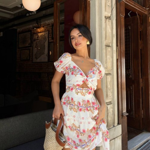 216539 TOPTAN DESENLİ ELBİSE toptan bayan giyim