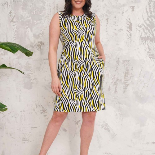 216617 TOPTAN DESENLİ ELBİSE toptan bayan giyim