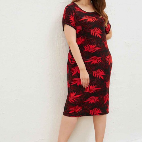 216645 TOPTAN DESENLİ ELBİSE toptan bayan giyim