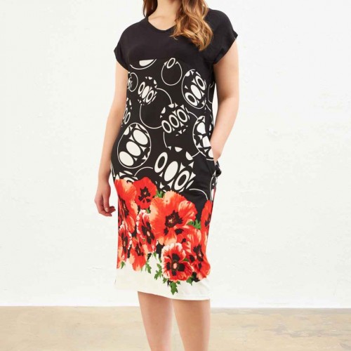 216652 TOPTAN DESENLİ ELBİSE toptan bayan giyim