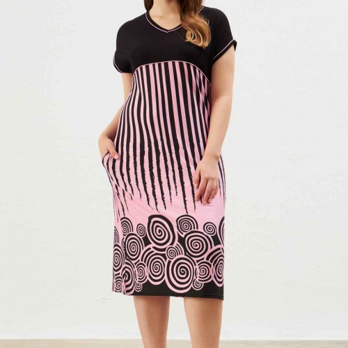 216660 TOPTAN DESENLİ ELBİSE toptan bayan giyim