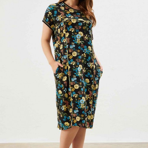 216666 TOPTAN DESENLİ ELBİSE toptan bayan giyim