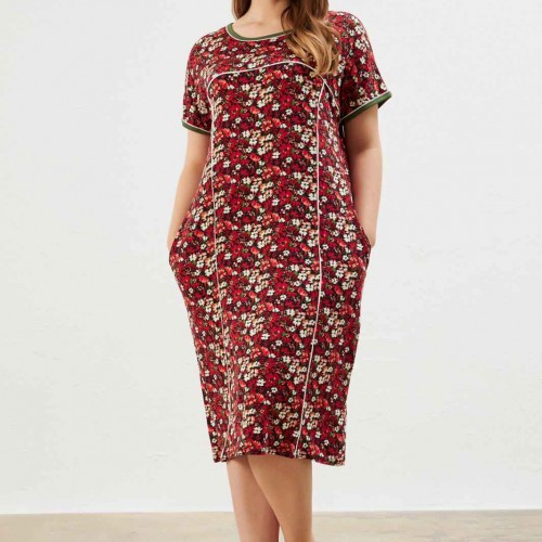 216668 TOPTAN DESENLİ ELBİSE toptan bayan giyim