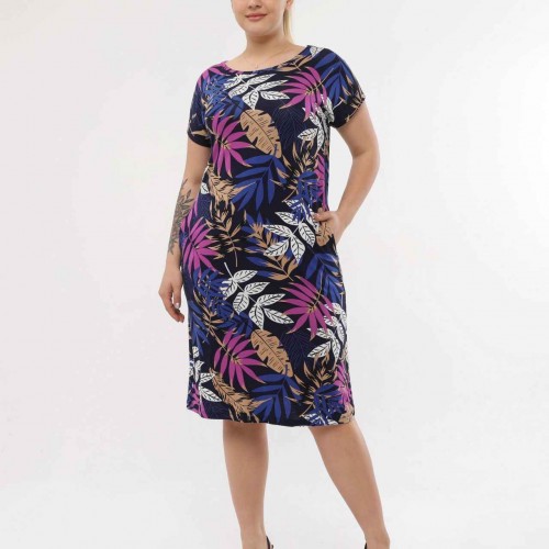 216672 TOPTAN DESENLİ ELBİSE toptan bayan giyim