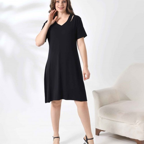 216778 TOPTAN SİYAH ELBİSE toptan bayan giyim