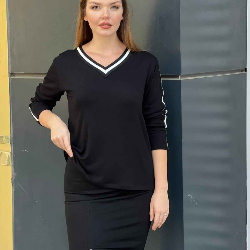 217186 TOPTAN SİYAH BLUZ toptan bayan giyim