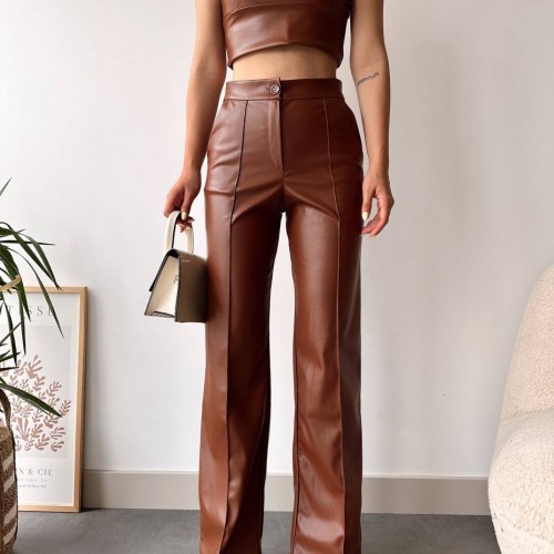 217359 TOPTAN KAHVE PANTOLON toptan bayan giyim