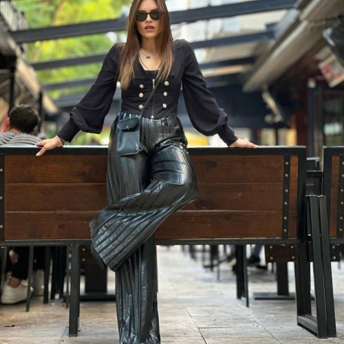 217384 TOPTAN SİYAH PANTOLON toptan bayan giyim