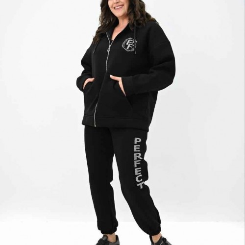 217441 TOPTAN SİYAH EŞOFMAN TAKIM toptan bayan giyim