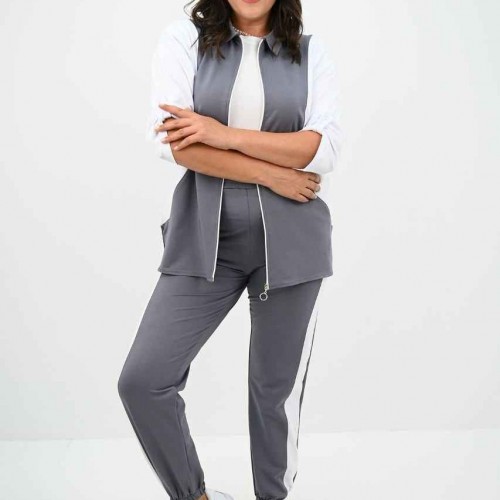 217459 TOPTAN GRİ EŞOFMAN TAKIM toptan bayan giyim