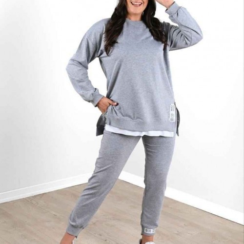 217466 TOPTAN GRİ EŞOFMAN TAKIM toptan bayan giyim