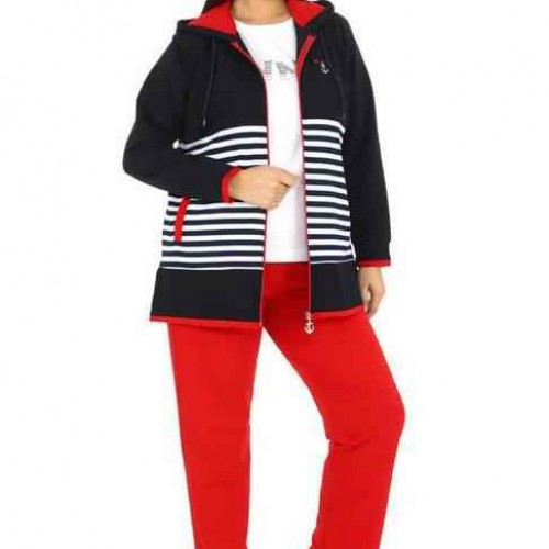 217507 TOPTAN ÇİZGİLİ EŞOFMAN TAKIM toptan bayan giyim